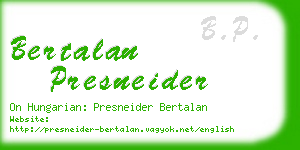 bertalan presneider business card